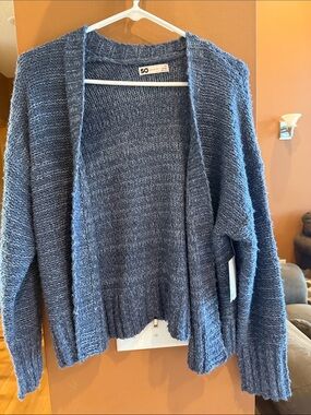 SO Blue Open-Front Knit Cardigan